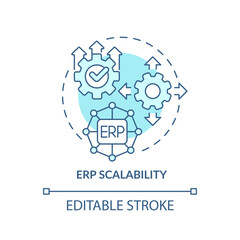 Sticker - Editable ERP scalability blue icon concept, isolated vector, enterprise resource planning thin line illustration.