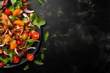 Rustic Top View of Fruits and Vegetables