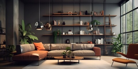 Wall Mural - modern living room, AI Generative