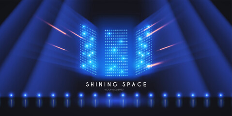 Wall Mural - show light. colorful stadium spotlights with fay. transparent light effect
