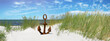 canvas print picture - Sandstrand und Dünen mit Anker an der Ostsee - Ostseeküste mit Strand