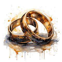 A serene watercolor wedding ring T-shirt design, capturing the essence of simplicity and elegance, the rings, Generative Ai