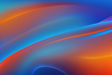 Wall Mural - Neon gradient abstract background. Blur vibrant orange blue soft color light flare curves texture decorative art illustration with empty space.