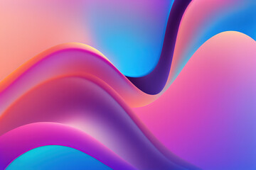 Wall Mural - Gradient wave. Neon graphic. Blur fluorescent pink blue purple color glowing curves lines design art illustration abstract background with free space.
