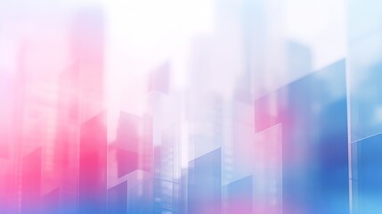 Wall Mural - Generative AI : Blurred blue and pink urban building background scene