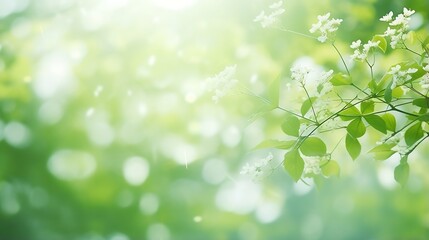 Fototapete - Generative AI : Beautiful Nature defocused bokeh green background, texture. Blurred crown trees in garden close-up. Natural spring backdrop With Copy Space for design