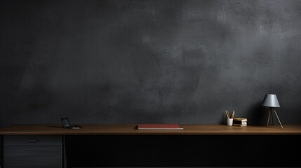 Aufkleber - Generative AI : dark wall background. Empty workplace, in front of an abstract package.