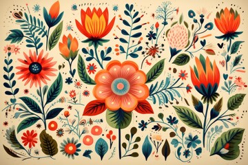 Folk art pattern, illustration