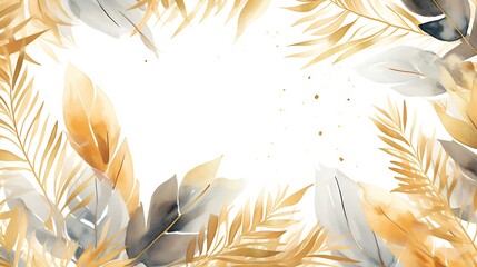 Poster - Generative AI : Abstract art background vector. Luxury minimal style wallpaper with golden line art flower and botanical leaves, Organic shapes, Watercolor. Vector background for banner, poster, Web a