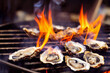 oysters on grill with fire