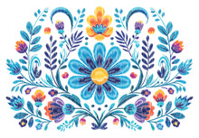 Mexican Flower Traditional Pattern Background. Mexican Ethnic Embroidery Decoration Ornament. Flower Symmetry Texture. Vector Illustration.