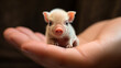 hand holding a micro pig