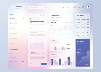 Infographic dashboard. UI UX design with graphs, charts and diagrams. Web interface template for business presentation