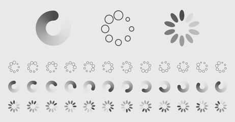 Fototapete - Circular Loading Buffering Icons Vector Set Video Ready for Animation Gif All Keyframes Frames Bufring Circle Waiting for Connection Buffer Preloader Download Symbol Easy Replace Color