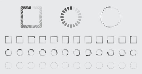 Fototapete - Circular Loading Buffering Icons Vector Set Video Ready for Animation Gif All Keyframes Frames Bufring Circle Waiting for Connection Buffer Preloader Download Symbol Easy Replace Color
