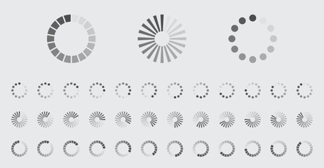 Fototapete - Circular Loading Buffering Icons Vector Set Video Ready for Animation Gif All Keyframes Frames Bufring Circle Waiting for Connection Buffer Preloader Download Symbol Easy Replace Color