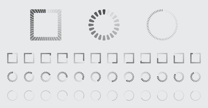 Circular Loading Buffering Icons Vector Set Video Ready for Animation Gif All Keyframes Frames Bufring Circle Waiting for Connection Buffer Preloader Download Symbol Easy Replace Color