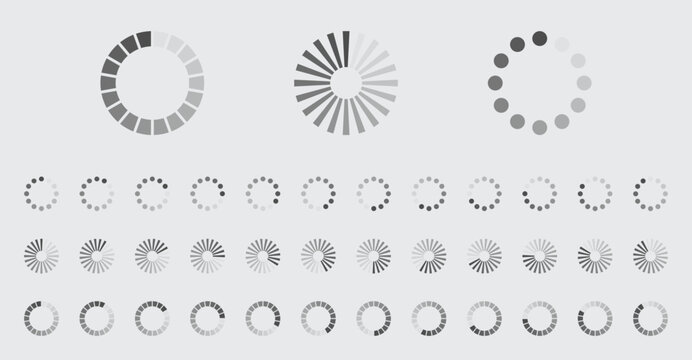 Circular Loading Buffering Icons Vector Set Video Ready for Animation Gif All Keyframes Frames Bufring Circle Waiting for Connection Buffer Preloader Download Symbol Easy Replace Color