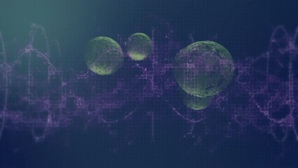 Poster - Animation of circles around dna helix and multiplying human body cells against abstract background