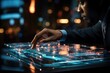 © 4kclips - Close-up of a persons hand swiping through a virtual environment - stock photography concepts