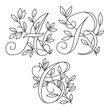 © Aqvatali - Black botanical monogram vector. ABC letters for monograms and logo. Handwritten capital letters. Letters with leaves.