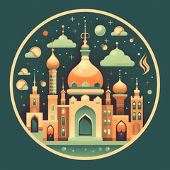 Wall Mural - Islamic Mosque illustration - ai generative