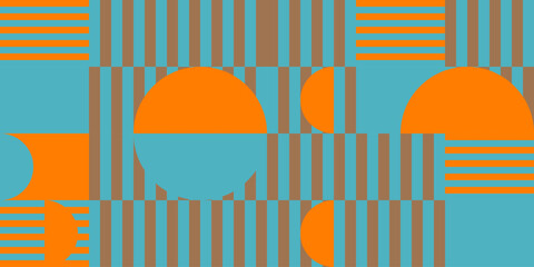Leinwandbilder - Modern vector abstract  geometric background with circles, rectangles, squares and stripes  in retro Bauhaus style. Pastel colored