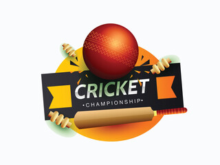 Cricket championship league concept with 2 teams match poster or banner, cricket bat, ball, stump, helmet with winning cup trophy.