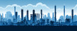 © xartproduction - Industrial Factories Silhouette Background Blue oil background.