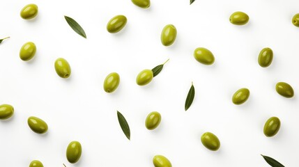 Wall Mural - Olive Spots on White Background.