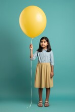 A Little Girl Holding A Big Balloon. A Fictional Character Created By Generated AI