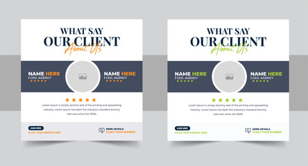 Poster - client testimonials or customer feedback social media post design, company marketing review template layout