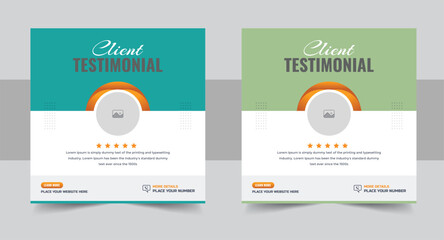 Poster - Client testimonials or customer feedback social media post design, company marketing review template with square size