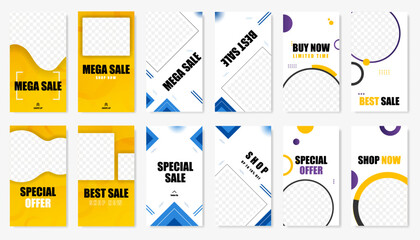 Fototapete - Mega sale, buy now, special offer, shop now banner template collection with shadow