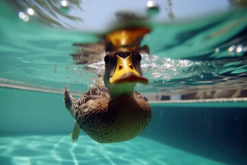 Wall Mural - a duck swimming in a pool