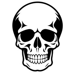 Poster - outline vector skull in black