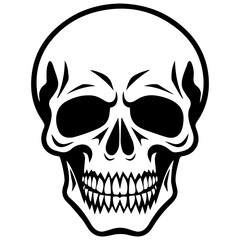 Poster - outline vector skull in black