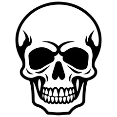 Wall Mural - outline vector skull in black