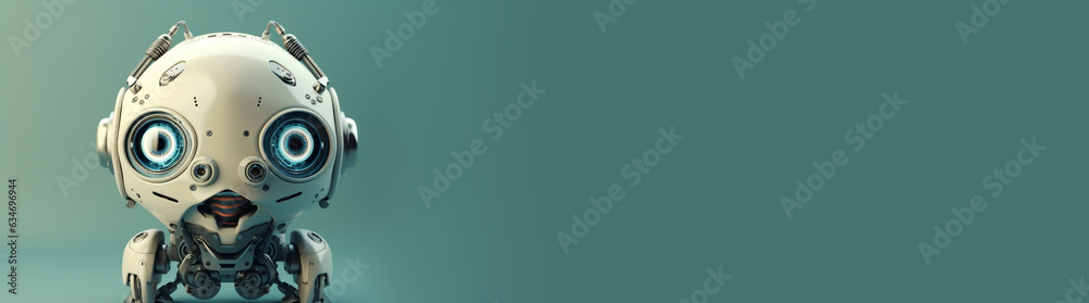 Stock-Foto „Horizontal banner, friendly technological baby robot. Robot ...