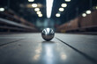 Industrial metal ball or sphere on factory floor