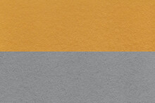 Texture Of Craft Gray And Dark Yellow Paper Background, Half Two Colors, Macro. Vintage Ocher Cardboard.