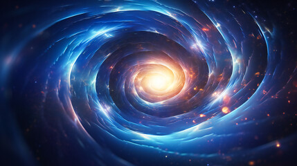 Aufkleber - abstract swirl of light in blue space. generic technology and science background illustration.