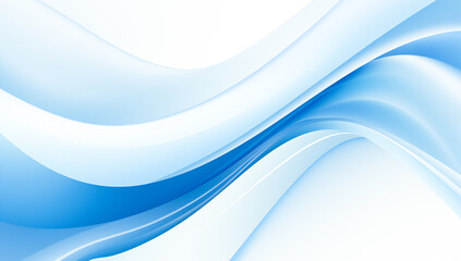Poster - Smooth clean blue abstract background, with curved lines and shapes