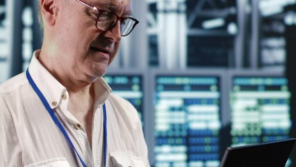 Poster - trained it professional navigating network of supercomputers in industrial server room. supervisor w