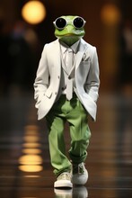 A Frog Wearing A Suit And Tie And Sunglasses. Generative AI Image.