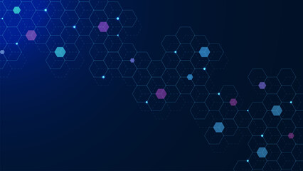 Poster - Abstract hexagon pattern background. Molecular structure, medical, science and technology concept design.