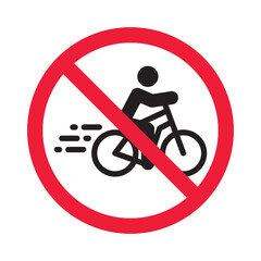 Wall Mural - Forbidden bicycle vector icon. Warning, caution, attention, restriction, label, ban, danger. No bicycle flat sign design pictogram symbol. No bicycle icon