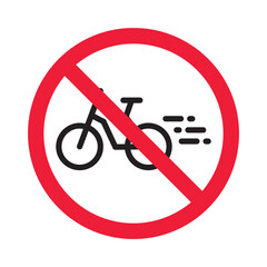 Poster - Forbidden bicycle vector icon. Warning, caution, attention, restriction, label, ban, danger. No bicycle flat sign design pictogram symbol. No bicycle icon