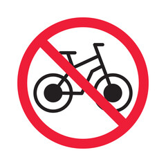 Poster - Forbidden bicycle vector icon. Warning, caution, attention, restriction, label, ban, danger. No bicycle flat sign design pictogram symbol. No bicycle icon