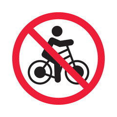 Poster - Forbidden bicycle vector icon. Warning, caution, attention, restriction, label, ban, danger. No bicycle flat sign design pictogram symbol. No bicycle icon